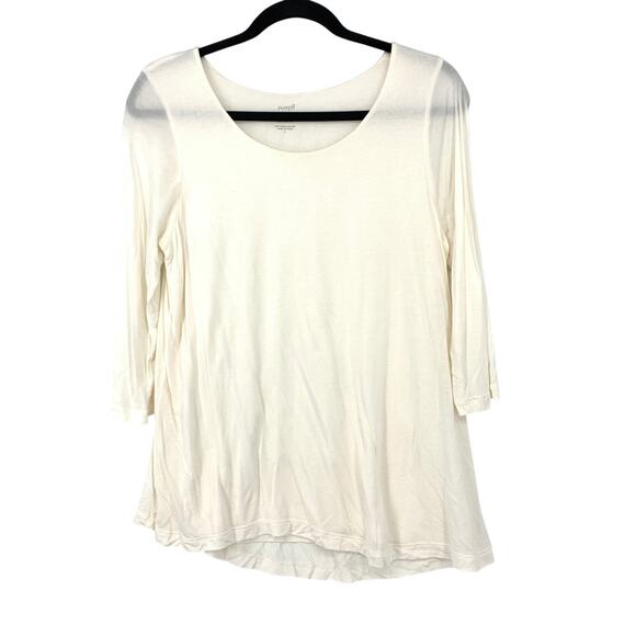 J.Jill Pure Jill Supersoft 3/4 Sleeve Elliptical Tee Womens Sz Small Cream White - Picture 1 of 5
